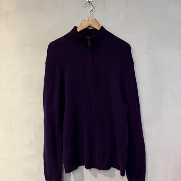 폴로 퍼플 하프집업 니트