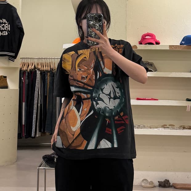 빈티지 드래곤볼 GT 베지터 손오공 프린팅 반팔 티셔츠 U1522