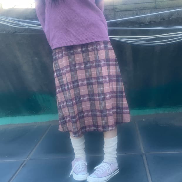 Wool Check Warm Skirt