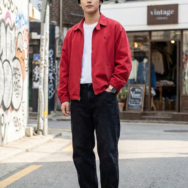 폴로 랄프로렌 90s 신한 빈티지 코튼 드리즐러 자켓