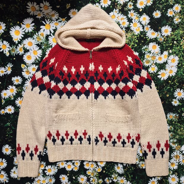 MELMO 페어아일 후드 니트 자켓 여성M