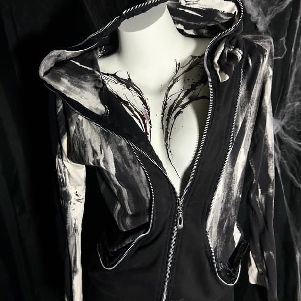 bleached hood zip-up