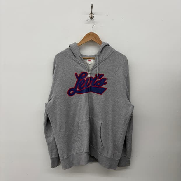 리바이스 로고 그레이 후드집업 남L