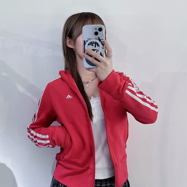 아디다스 스몰로고 핑크 딱붙핏 트랙탑