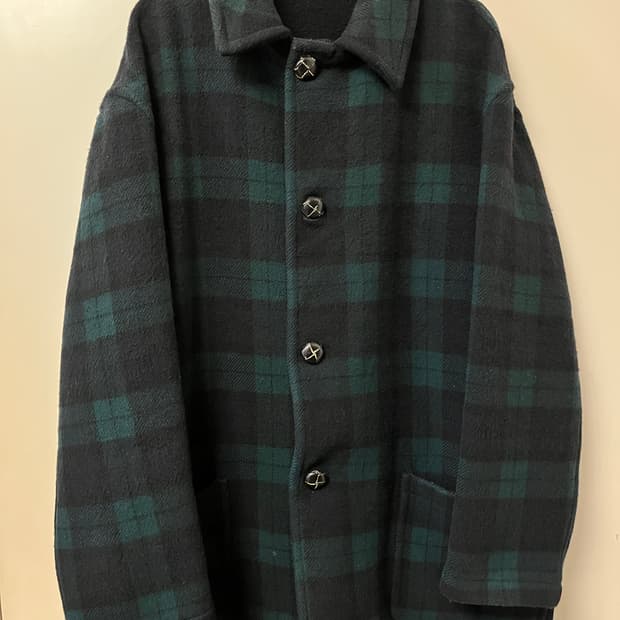 타미힐피거 블랙와치 코트 made in England