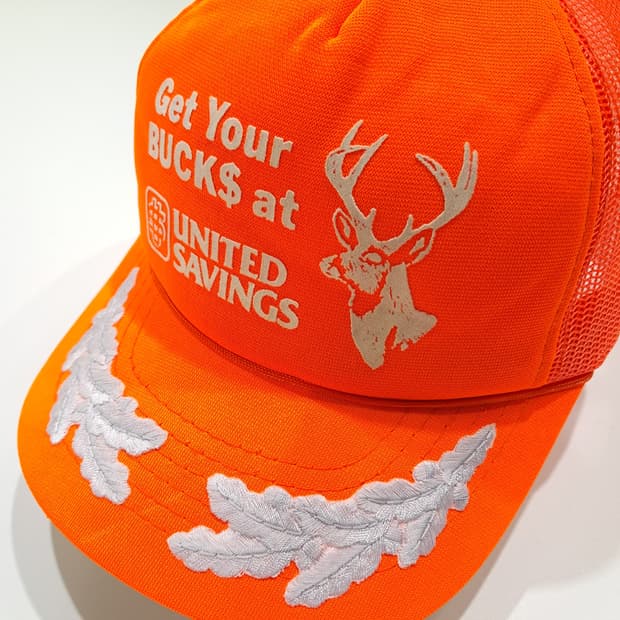 VA 80s 한국판 벅스 헌팅 월계수 오렌지 메쉬 트러커캡 P2055