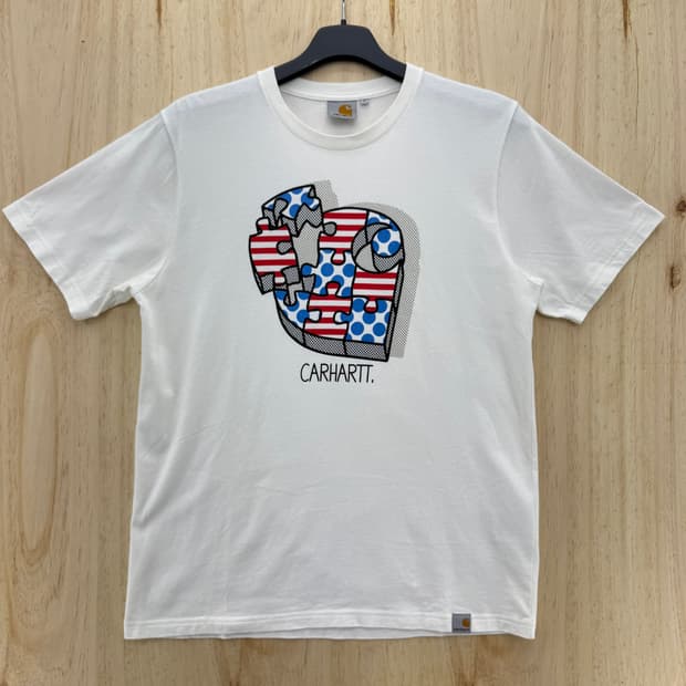 칼하트 USA 퍼즐 반팔 티셔츠 화이트