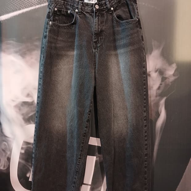 트리플 제이 흑청 와이드 데님 팬츠