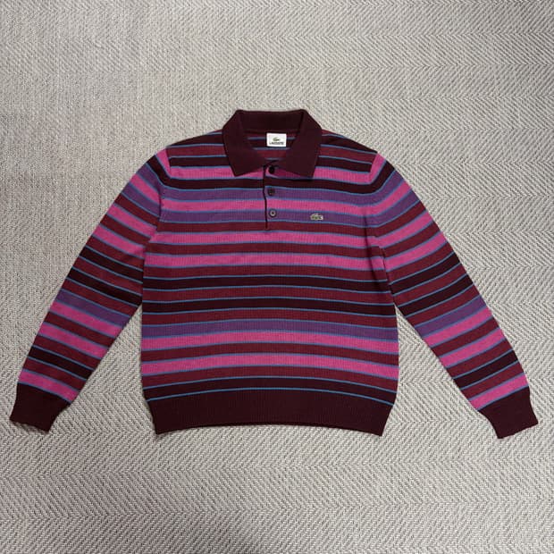 (95)라코스테 핑크 카라 풀오버 