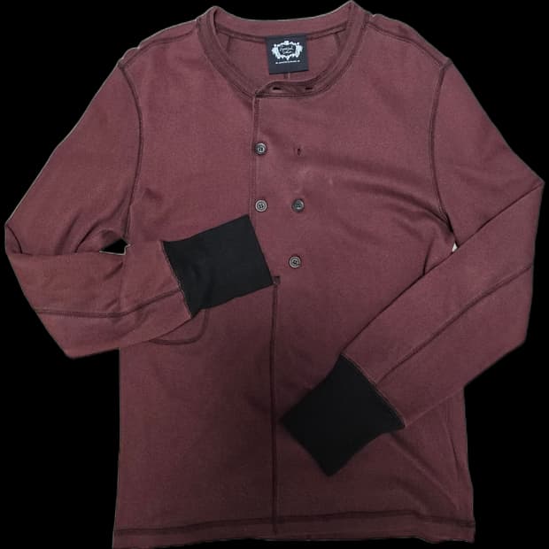 버건디 스판 헨리넥