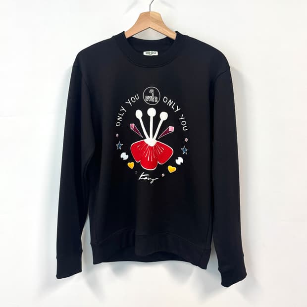 KENZO 겐조 온리유 자수 블랙 스웻셔츠 S
