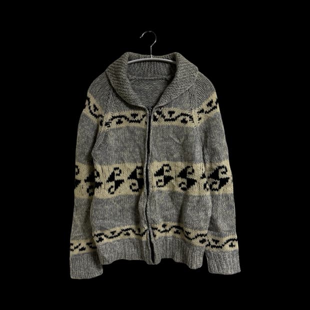 헤비 울 코위찬 니트 집업 가디건