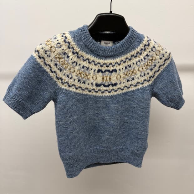 셀린느 트리오페 양모 여성용 니트반팔 백화점판 S