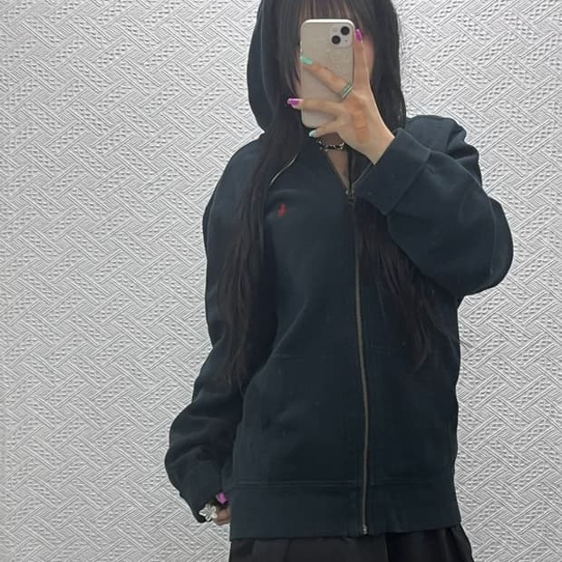 폴로 랄프로렌 올드스쿨 모던 빈티지 기모 후드 집업 XL C07302