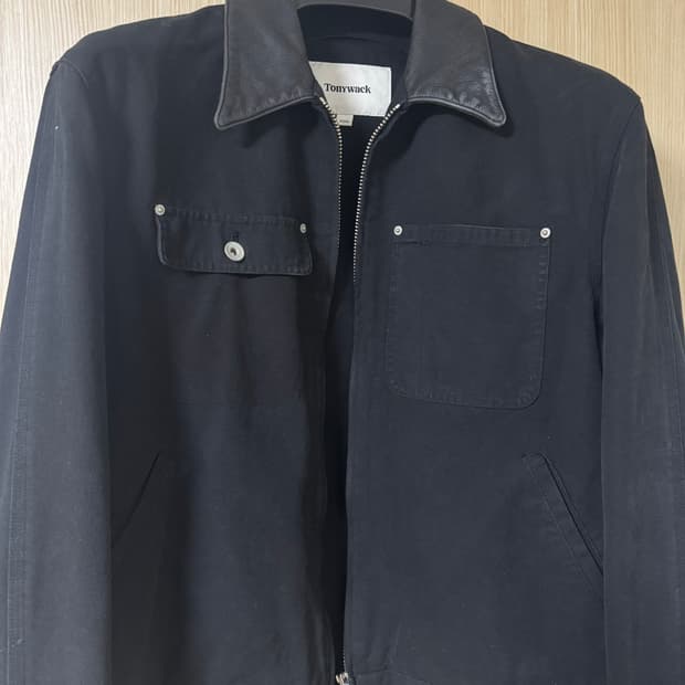 토니웩 블랙 레더 카라 워크 자켓 XL