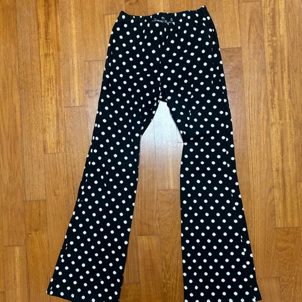 도트 패턴 부츠컷 밴딩 팬츠