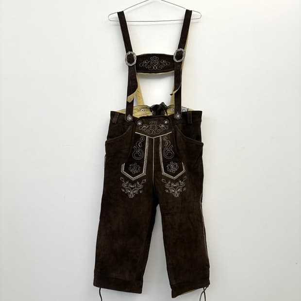 Ornament suede suspenders / deep brown