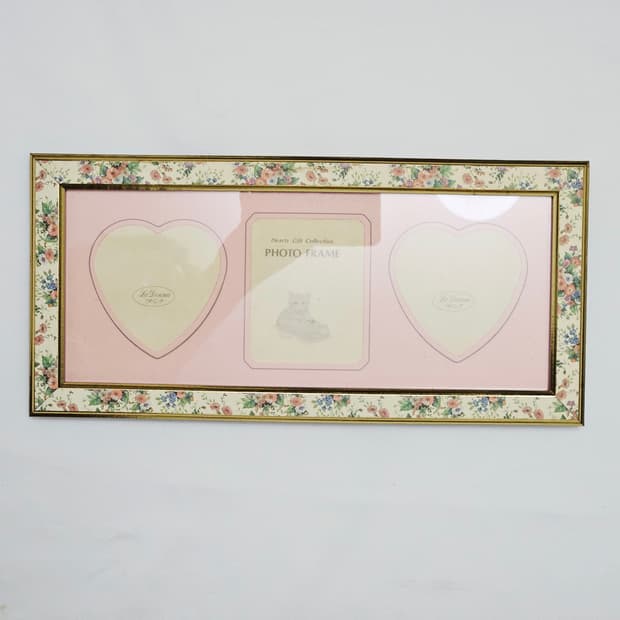 빈티지 플로랄 하트 고양이 액자