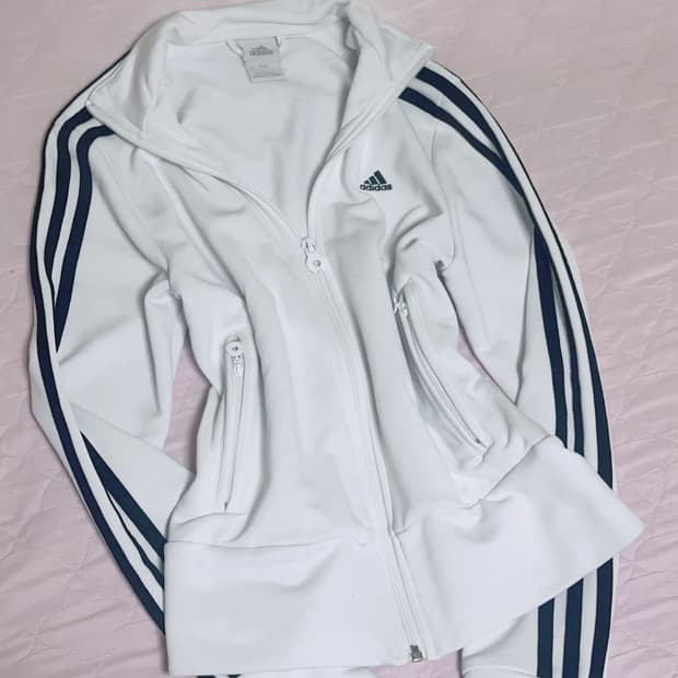 아디다스 딱붙핏 여성용 흰검 코튼 져지