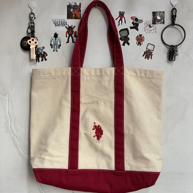 U.S. 폴로 어슨 토트백 아이보리/레드