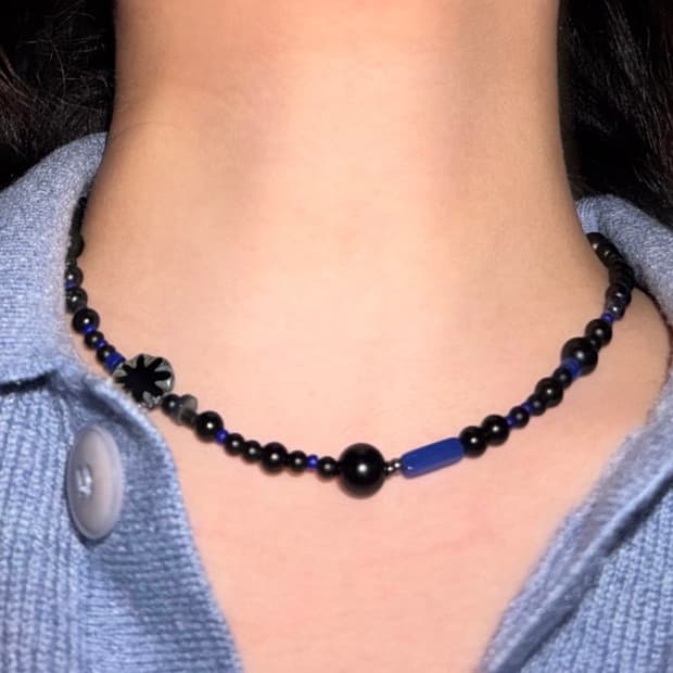 [록녹] soapnyx 블랙 오닉스 라피스라줄리 원석 비즈목걸이