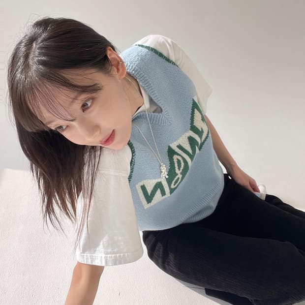 시눈 레이어드 니트조끼
