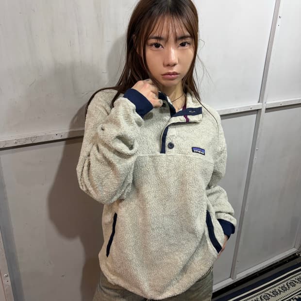 90s PATAGONIA ivory button fleece