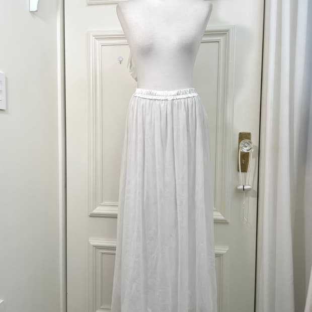 white tule banding long skirt(size-L)