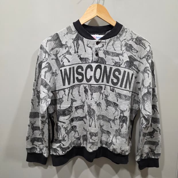 80's USA빈티지 위스콘신 프린트 맨투맨