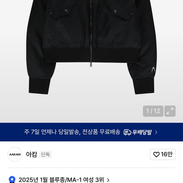 아캄 봄버 High-Neck Bomber Jacket (Black) 2