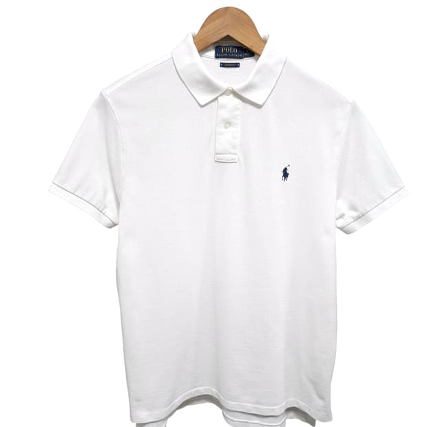 POLO 폴로 커스텀핏 화이트 반팔 카라티 100