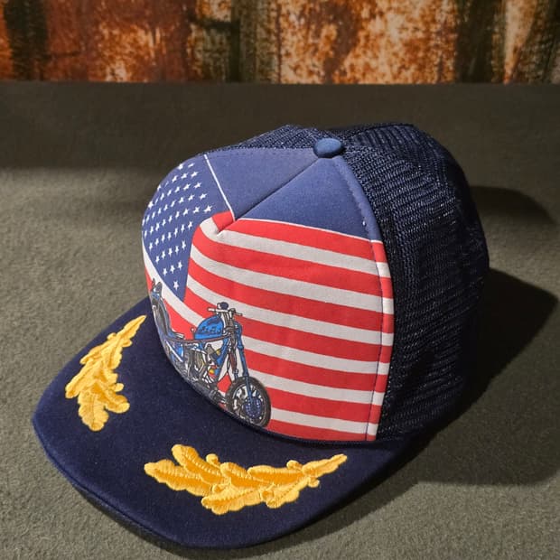 Bike Rider American Flag Mesh Cap