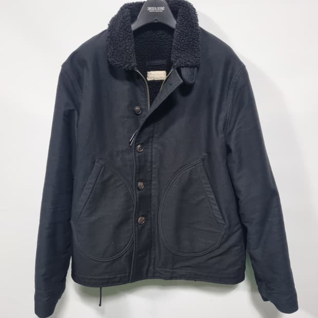 아웃스탠딩 블랙 데님 후리스 안감 자켓 m