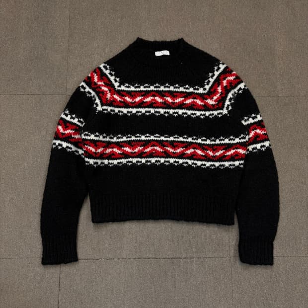 sandro made in italy 산드로 알파카 자카드 풀오버 니트 