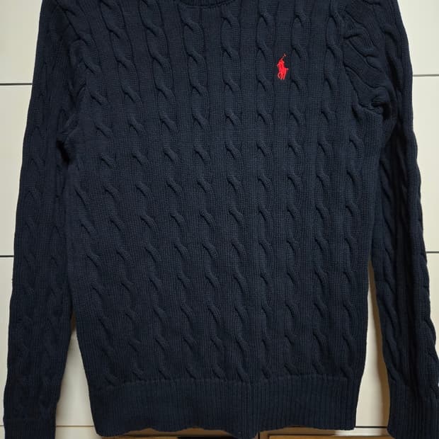 폴로 랄프로렌 여성 네이비 케이블 니트