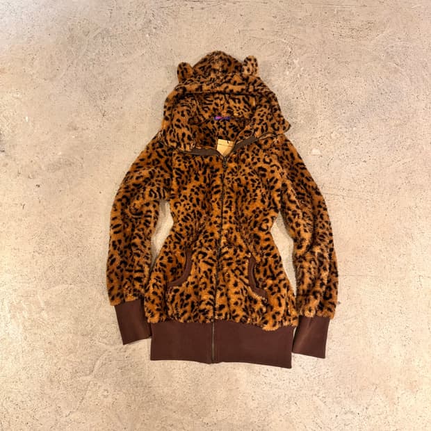 네코미미 레오파드 후드집업