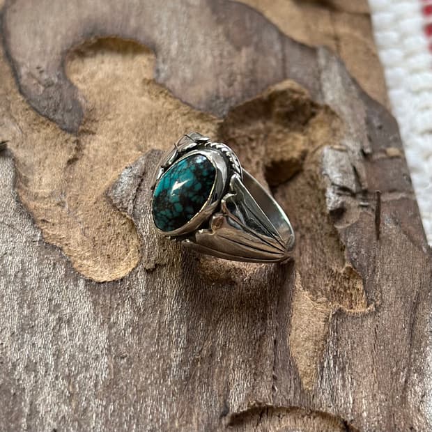 [네이티브 아메리칸]킹맨 터키석 숄더 실버링 