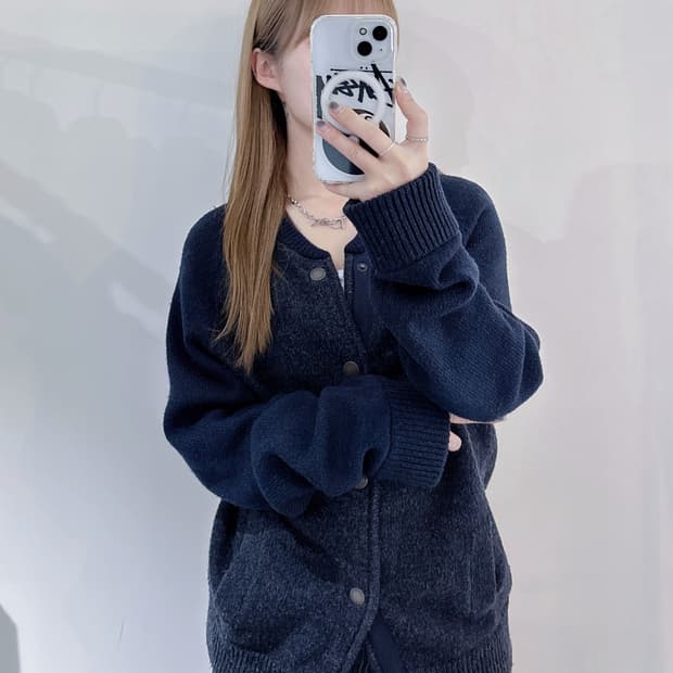 아베크롬비 자수로고 니트 자켓