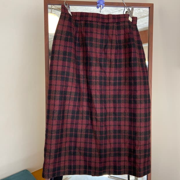 버버리 체크 스커트 버건디 스커트