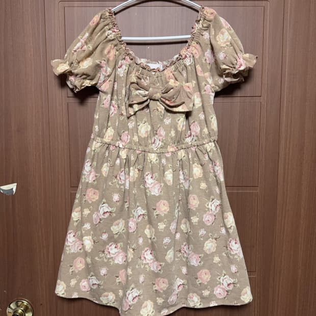 라떼갸루 모리걸 빈티지 플라워 플로럴 리즈리사 Lizlisa 리본 원피스