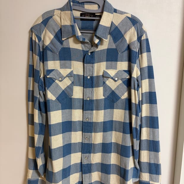 [L] 더블알엘 rrl 버팔로 웨스턴 셔츠 인디고 크림