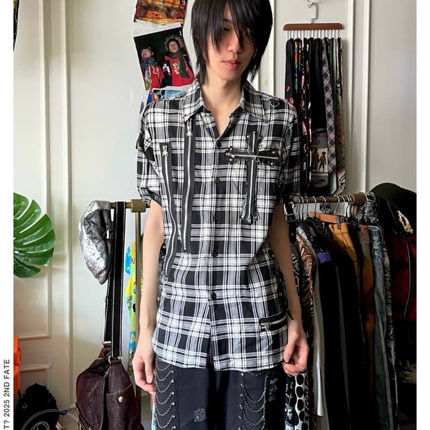 00s Mad Punks Bondage Zip Detail Shirt