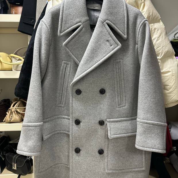 애프터프레이 셔먼 더블 피코트 스모크그레이