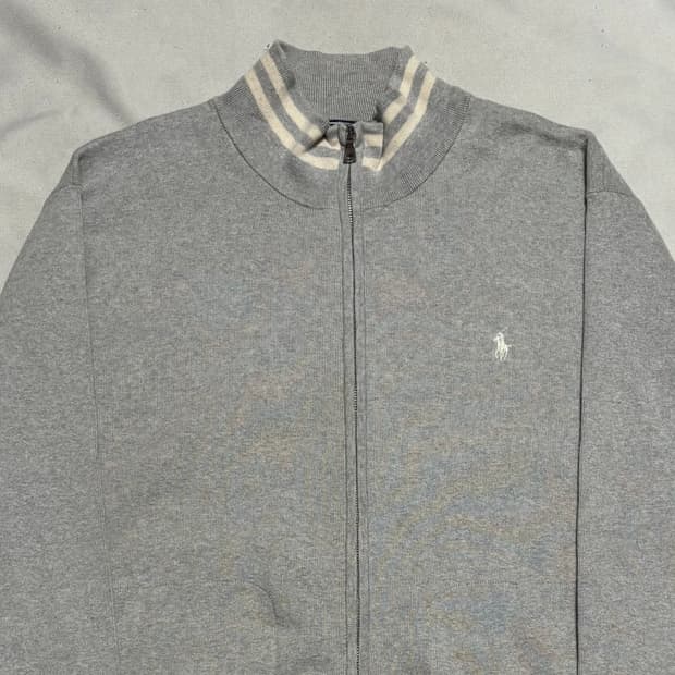 XXL 폴로랄프로렌 화이트 포니 코튼 그레이 니트 집업