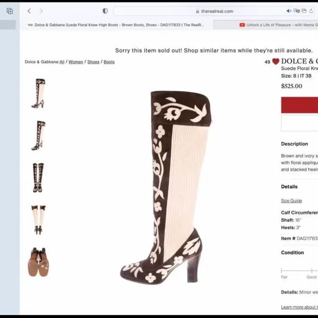 Dolce&Gabbana 돌체앤가바나 스웨이드 플로럴 니하이 부츠