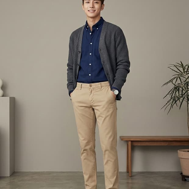 라코스테 슬림핏 베이지 치노팬츠 면바지