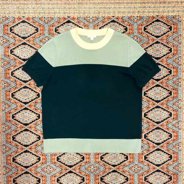 코스 민트배색 반팔 니트티셔츠 남성L