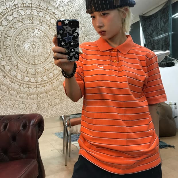 나이키 스트라이프 반팔 카라티