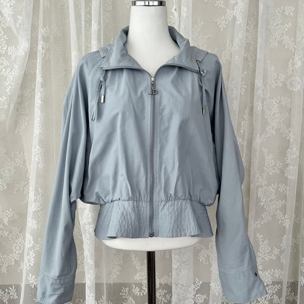 55) 듀엘 프릴 숏 후드 집업 점퍼 블루