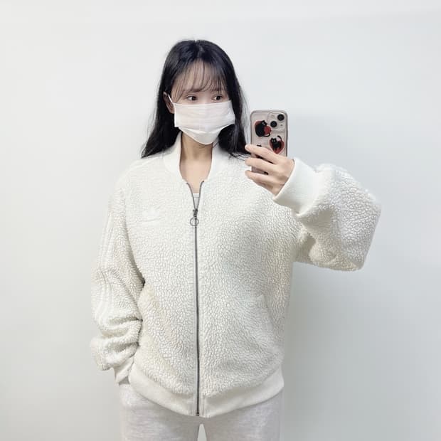 아디다스 파이어버드 후리스 트랙 자켓 화이트